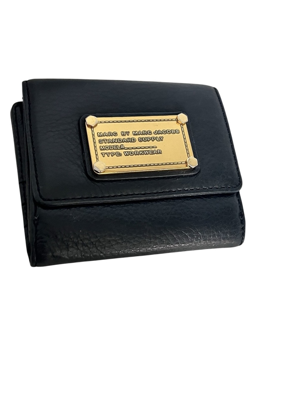 Marc By Marc Jacobs Black Leather Wallet with Gold Plate Unisex